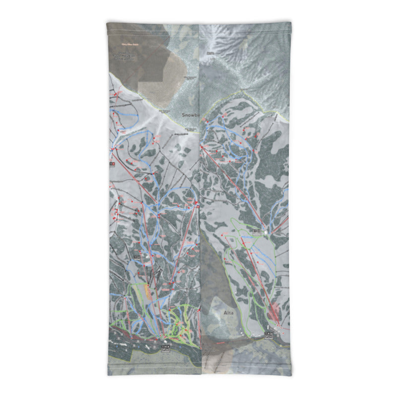 Little Cottonwood Canyons, Utah Ski Trail Map Printed Neck Gaiter - Powderaddicts