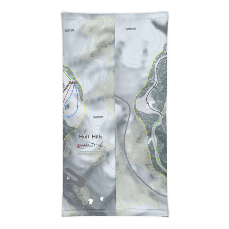 Huff Hills, North Dakota Ski Trail Map Printed Neck Gaiter - Powderaddicts