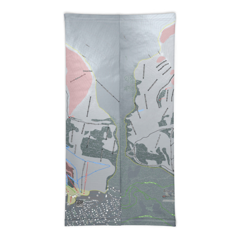 Alyeska, Alaska Ski Trail Map Printed Neck Gaiter - Powderaddicts