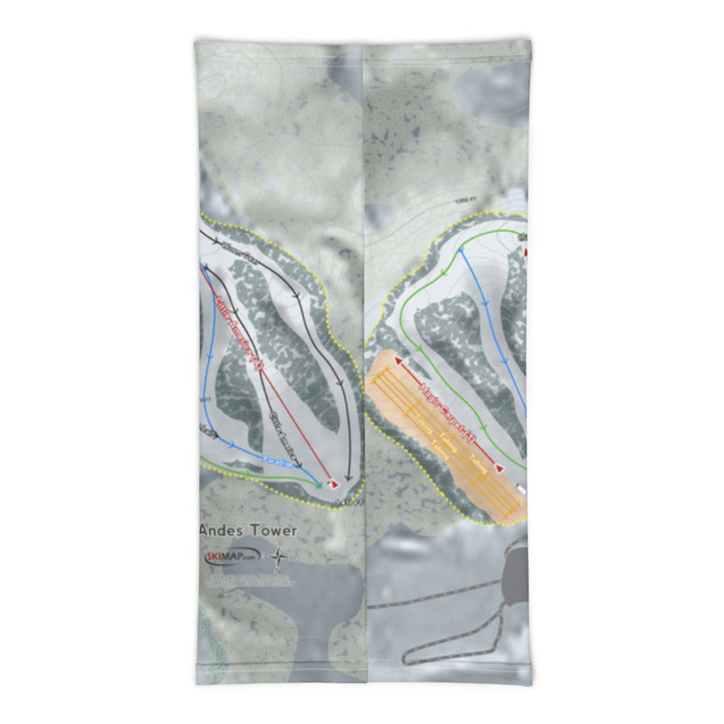 Andes Tower, Minnesota Ski Trail Map Printed Neck Gaiter - Powderaddicts