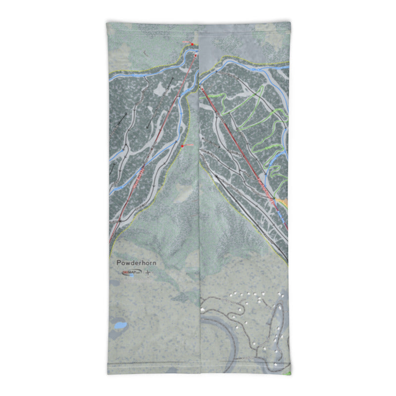 Powderhorn, Colorado Ski Trail Map Printed Neck Gaiter - Powderaddicts