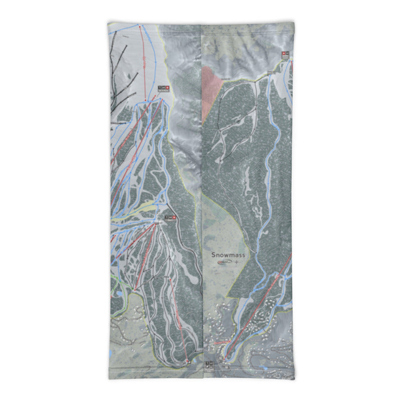 Snowmass, Colorado Ski Trail Map Printed Neck Gaiter - Powderaddicts