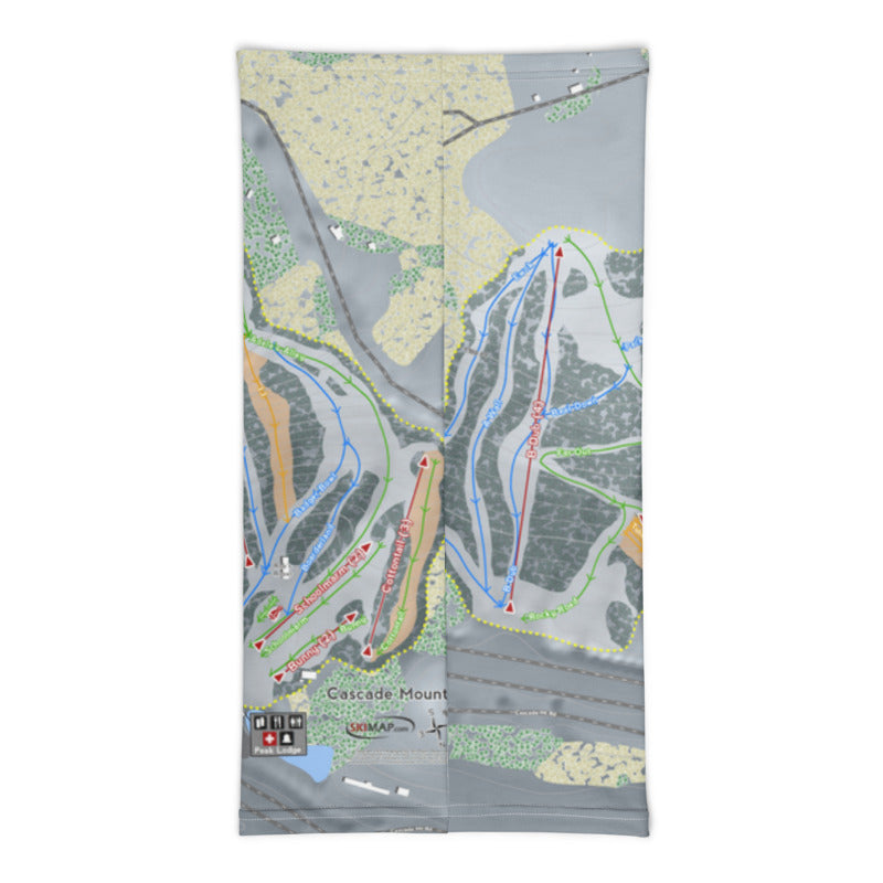 Cascade Mountain, Wisconsin Ski Trail Map Printed Neck Gaiter - Powderaddicts