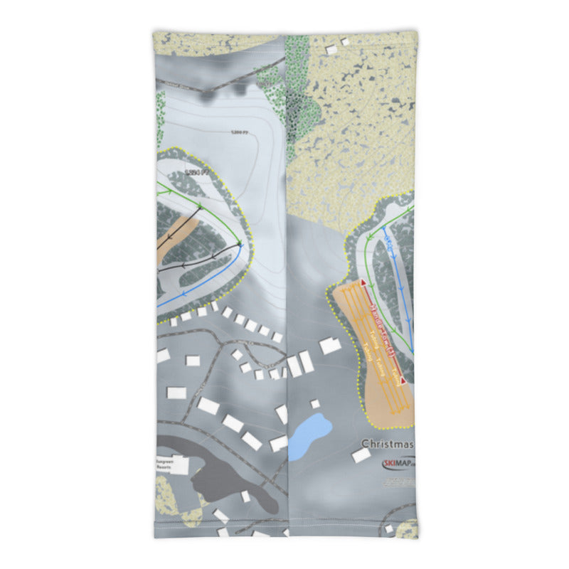 Christmas Mountain, Wisconsin Ski Trail Map Printed Neck Gaiter - Powderaddicts