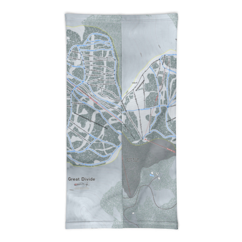 Great Divide, Montana Ski Trail Map Printed Neck Gaiter - Powderaddicts