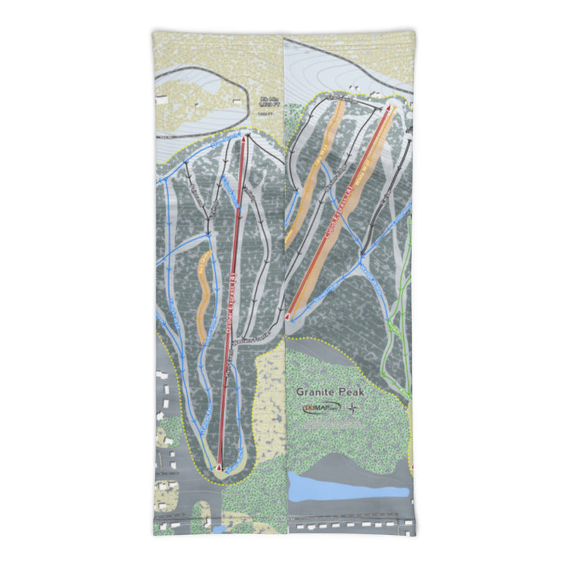 Granite Peak, Wisconsin Ski Trail Map Printed Neck Gaiter - Powderaddicts