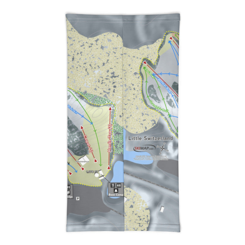Little Switzerland, Wisconsin Ski Trail Map Printed Neck Gaiter - Powderaddicts