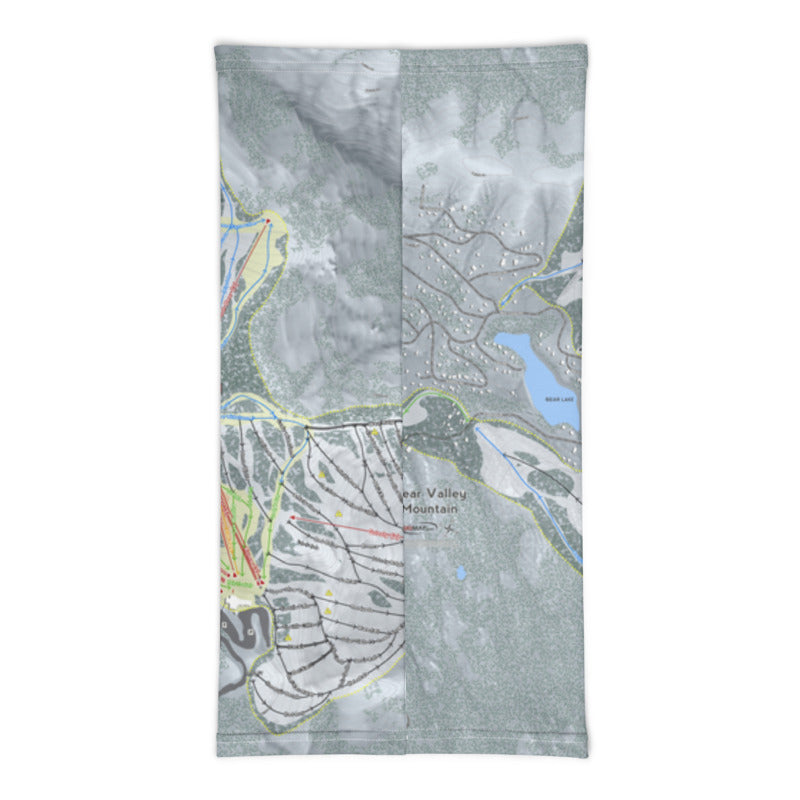 Bear Valley Mountain, California Ski Trail Map Printed Neck Gaiter - Powderaddicts