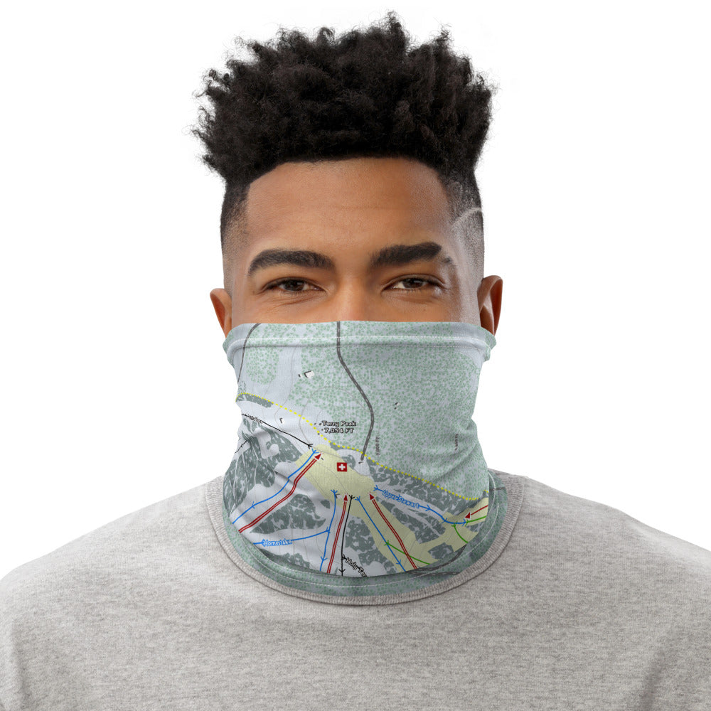 Terry Peak, South Dakota Ski Trail Map Printed Neck Gaiter - Powderaddicts