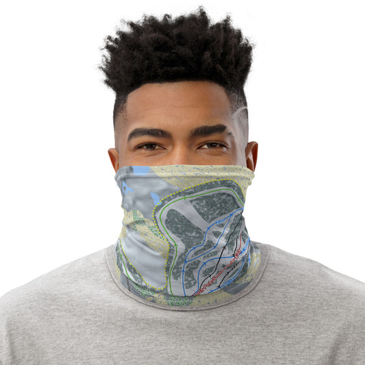 Whitecap Mountains, Wisconsin Ski Trail Map Printed Neck Gaiter - Powderaddicts