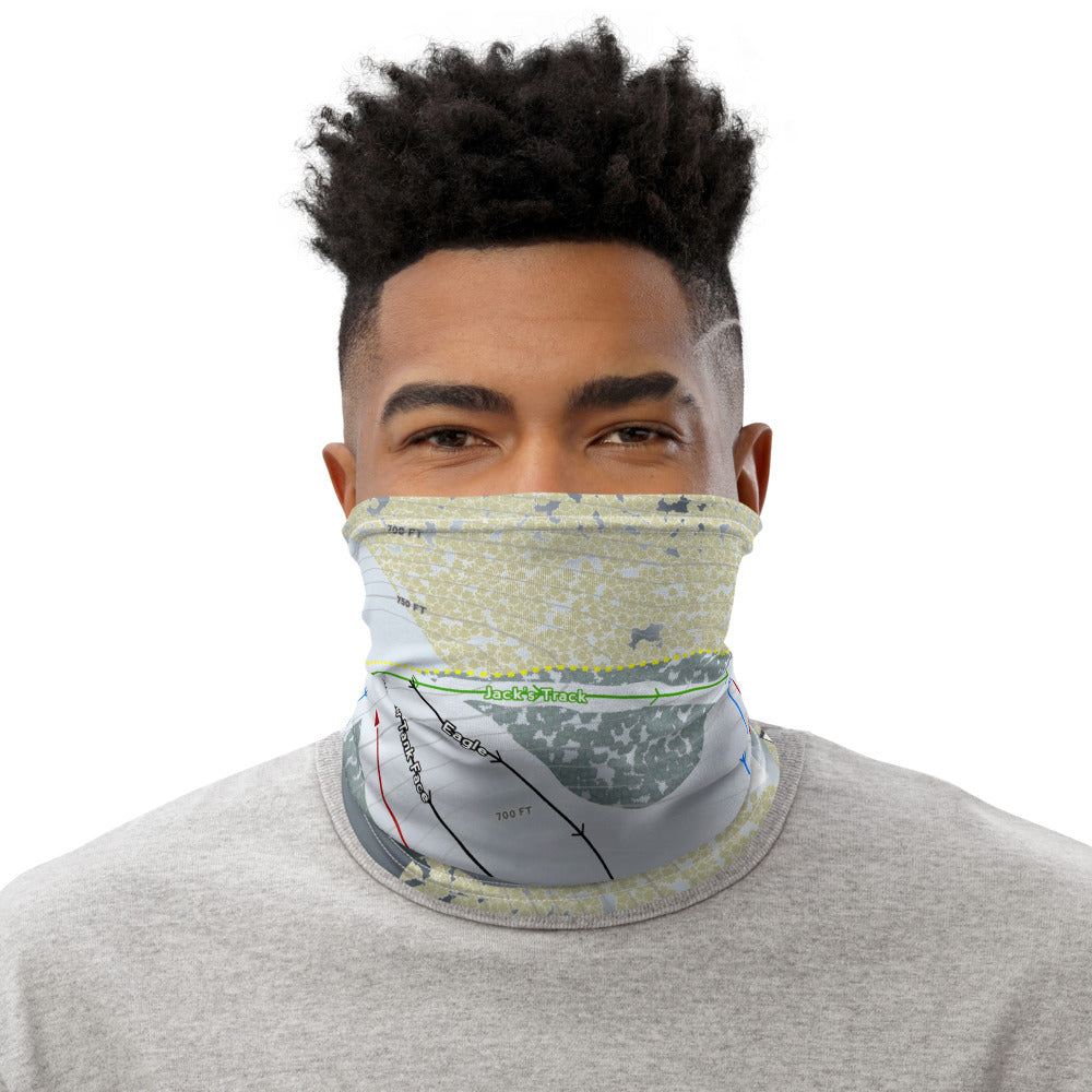 Mulligans Hollow, Michigan Ski Trail Map Printed Neck Gaiter - Powderaddicts