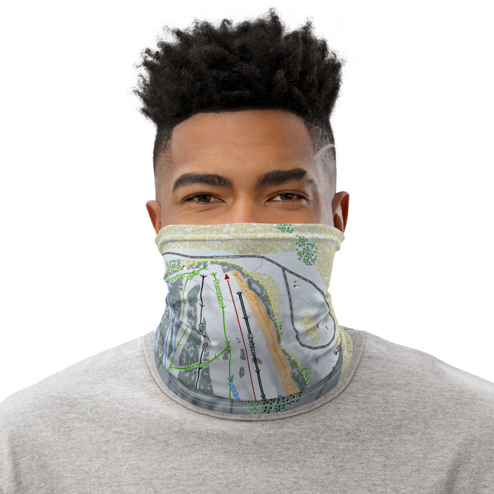 Pine Mountain, Michigan Ski Trail Map Printed Neck Gaiter - Powderaddicts