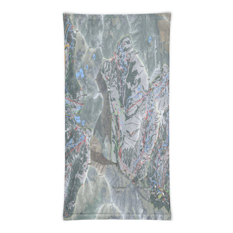 The Cottonwoods, Utah Ski Trail Map Printed Neck Gaiter - Powderaddicts