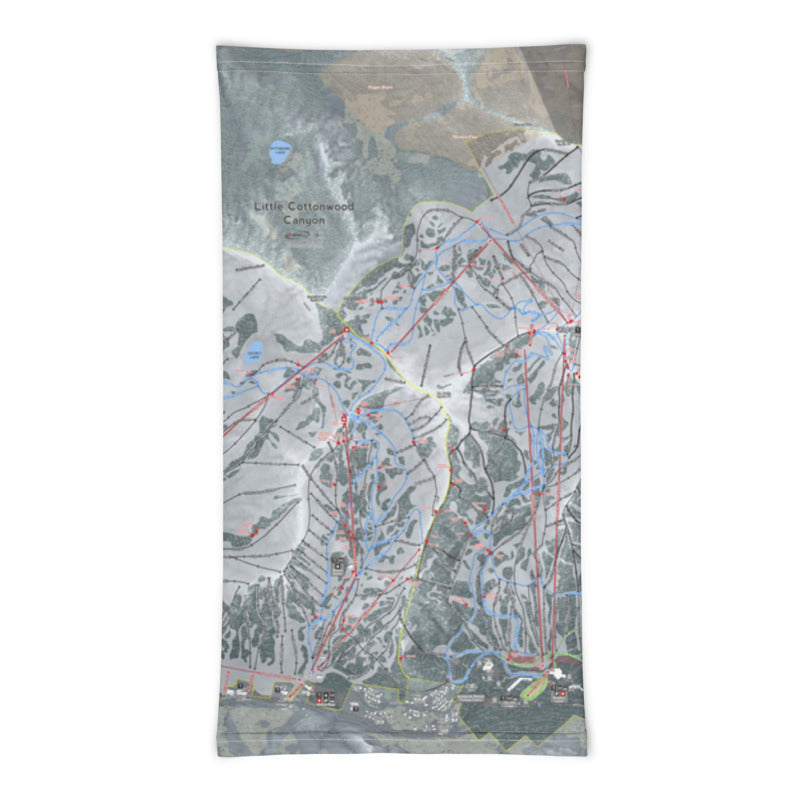 Little Cottonwood Canyons, Utah Ski Trail Map Printed Neck Gaiter - Powderaddicts