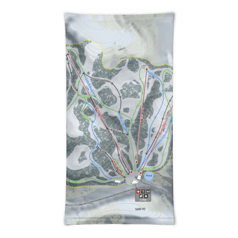 Huff Hills, North Dakota Ski Trail Map Printed Neck Gaiter - Powderaddicts