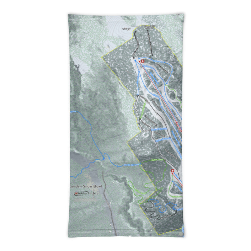 Camden Snow Bowl, Maine Ski Trail Map Printed Neck Gaiter - Powderaddicts