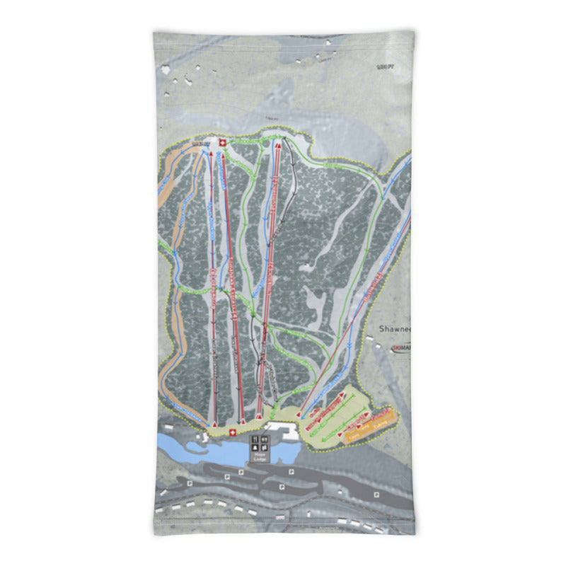 Shawnee Mountain, Pennsylvania Ski Trail Map Printed Neck Gaiter - Powderaddicts