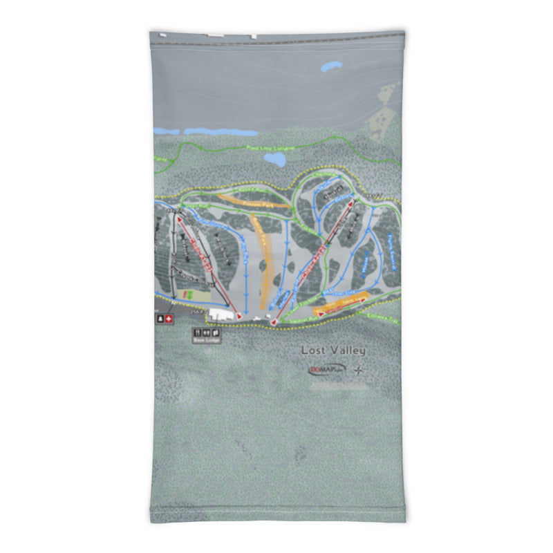 Lost Valley, Maine Ski Trail Map Printed Neck Gaiter - Powderaddicts
