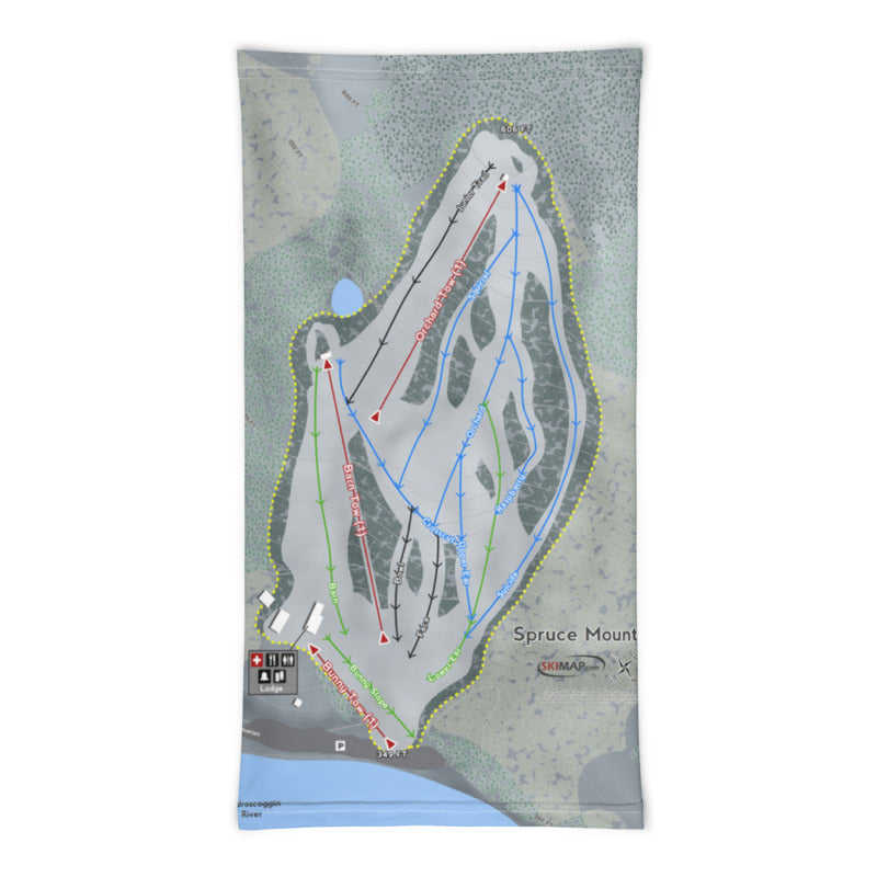 Spruce Mountain, Maine Ski Trail Map Printed Neck Gaiter - Powderaddicts