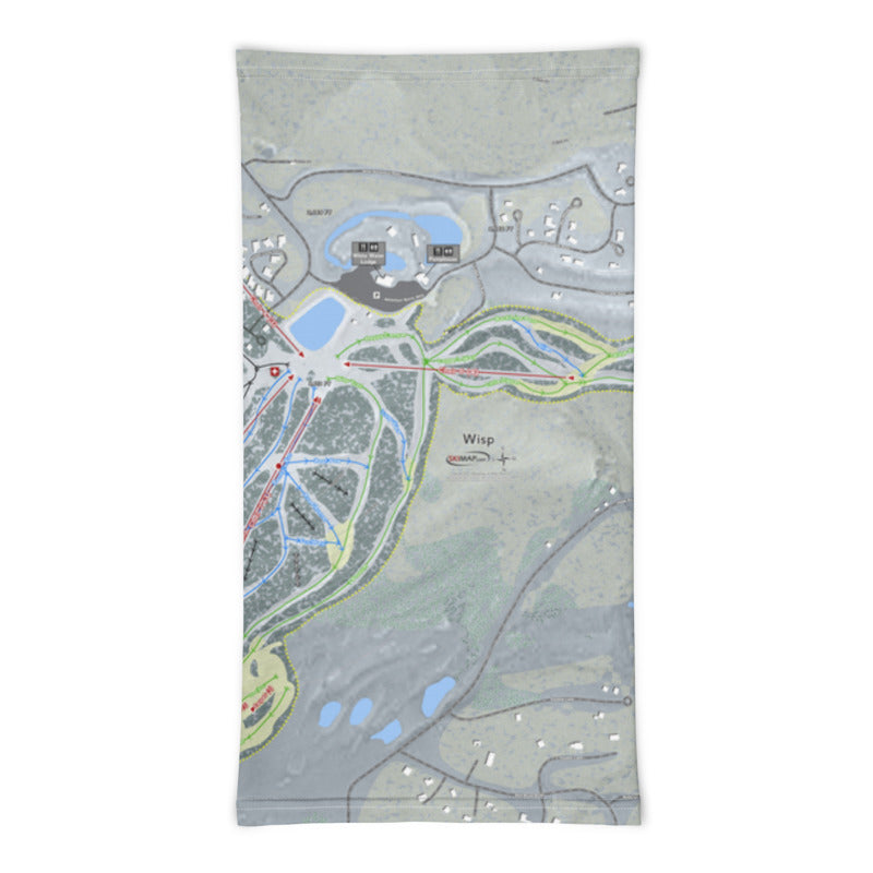 Wisp, Maryland Ski Trail Map Printed Neck Gaiter - Powderaddicts