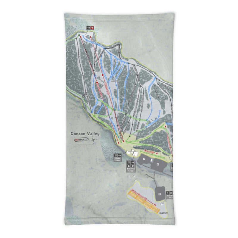 Canaan Valley, West Virginia Ski Trail Map Printed Neck Gaiter - Powderaddicts
