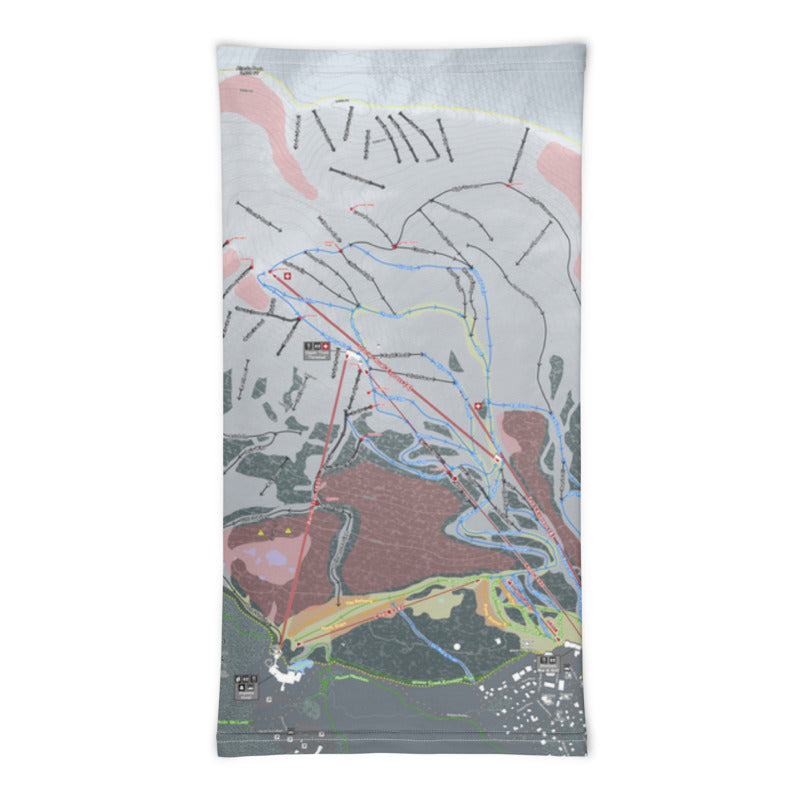 Alyeska, Alaska Ski Trail Map Printed Neck Gaiter - Powderaddicts