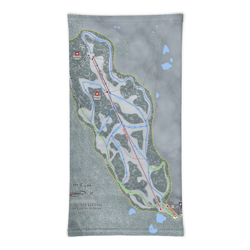 Mt Eyak, Alaska Ski Trail Map Printed Neck Gaiter - Powderaddicts