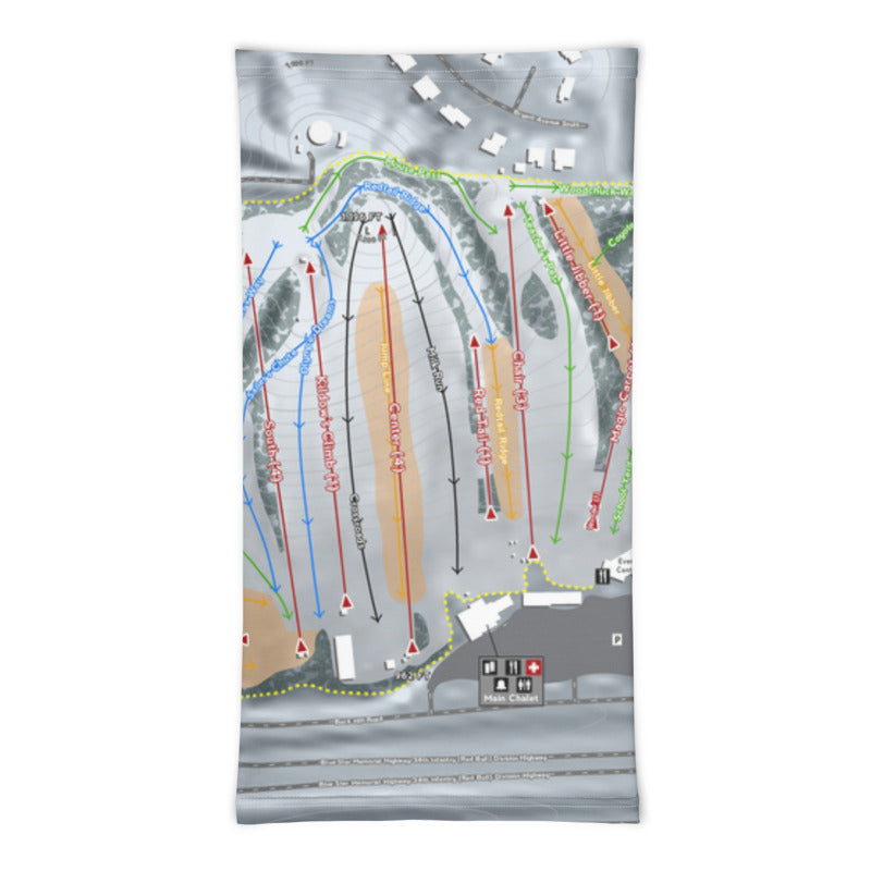 Buck Hill, Minnesota Ski Trail Map Printed Neck Gaiter - Powderaddicts