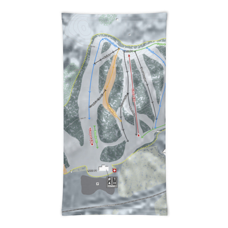 Mount Ski Gull, Minnesota Ski Trail Map Printed Neck Gaiter - Powderaddicts