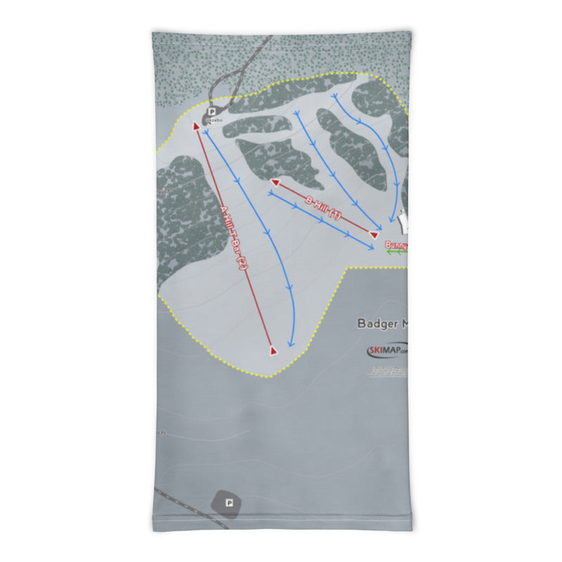 Badger Mountain, Washington Ski Trail Map Printed Neck Gaiter - Powderaddicts