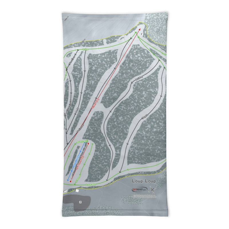 Loup Loup, Washington Ski Trail Map Printed Neck Gaiter - Powderaddicts
