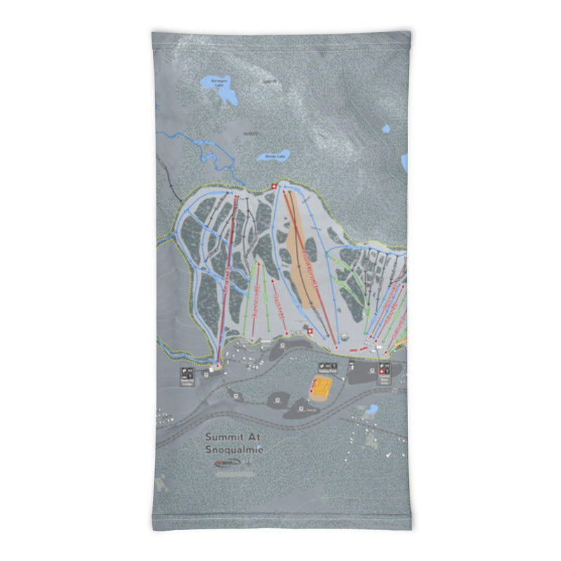 Summit At Snoqualmie, Washington Ski Trail Map Printed Neck Gaiter - Powderaddicts