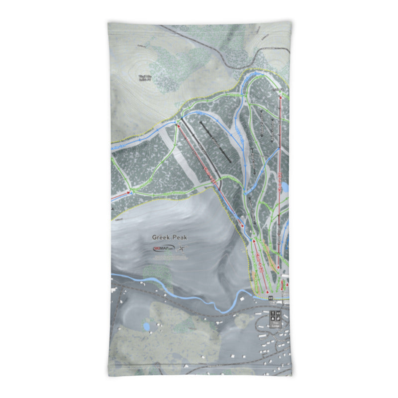 Greek Peak, New York Ski Trail Map Printed Neck Gaiter - Powderaddicts