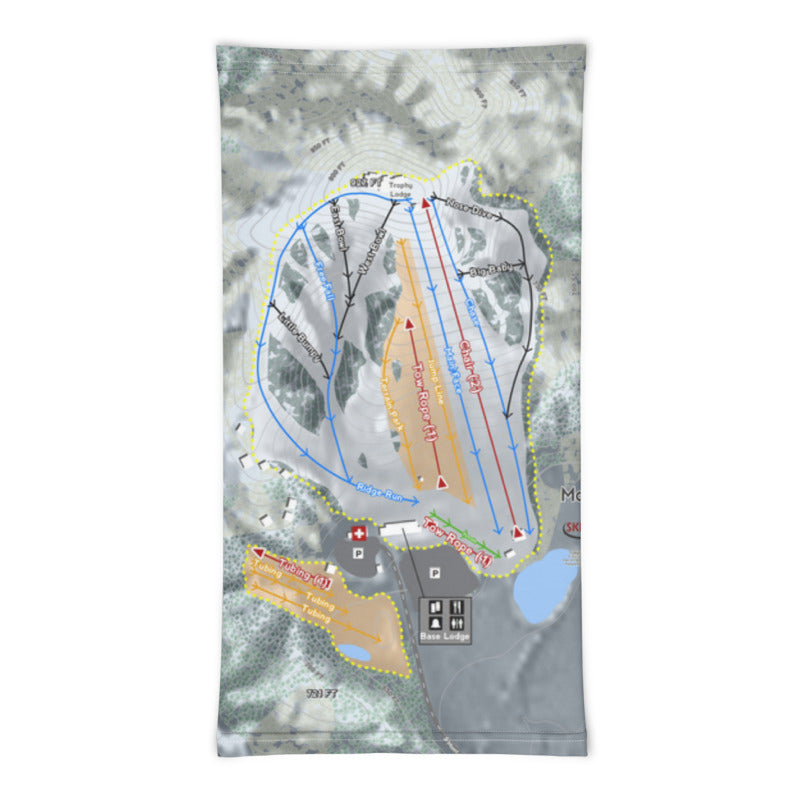 Mont Du Lac, Wisconsin Ski Trail Map Printed Neck Gaiter - Powderaddicts