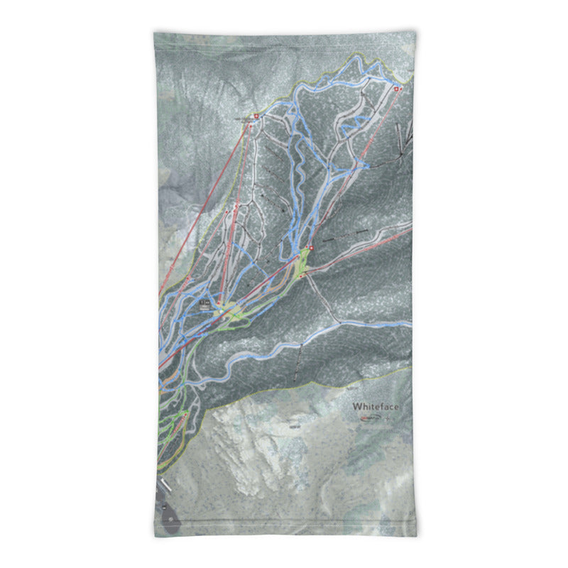 Whiteface, New York Ski Trail Map Printed Neck Gaiter - Powderaddicts