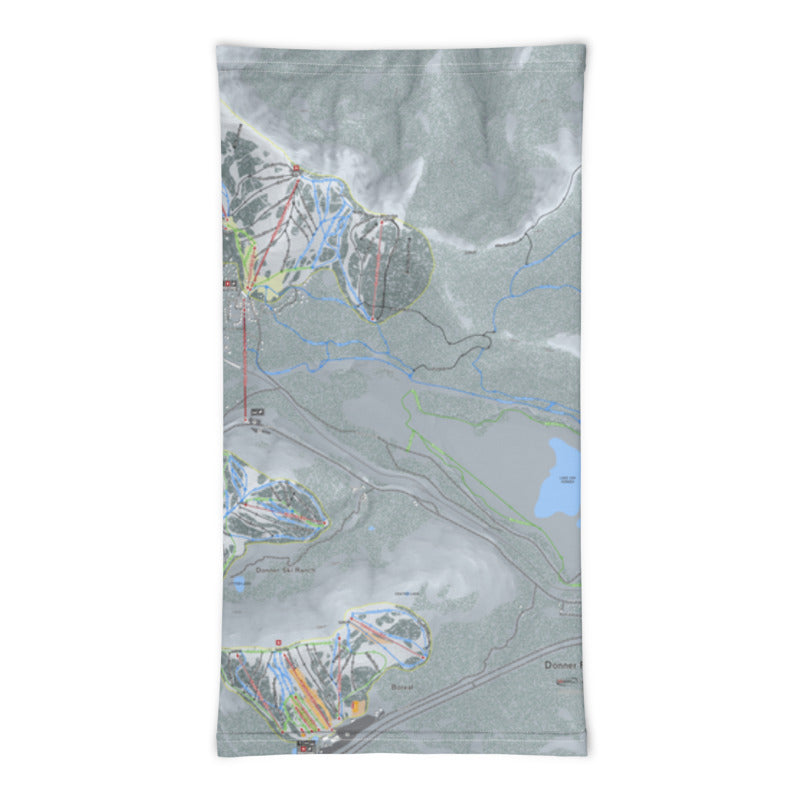 Donner Pass, California Ski Trail Map Printed Neck Gaiter - Powderaddicts