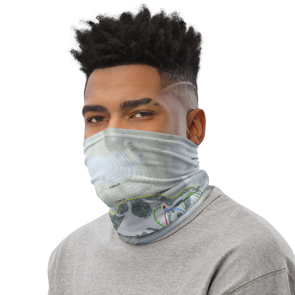 Huff Hills, North Dakota Ski Trail Map Printed Neck Gaiter - Powderaddicts