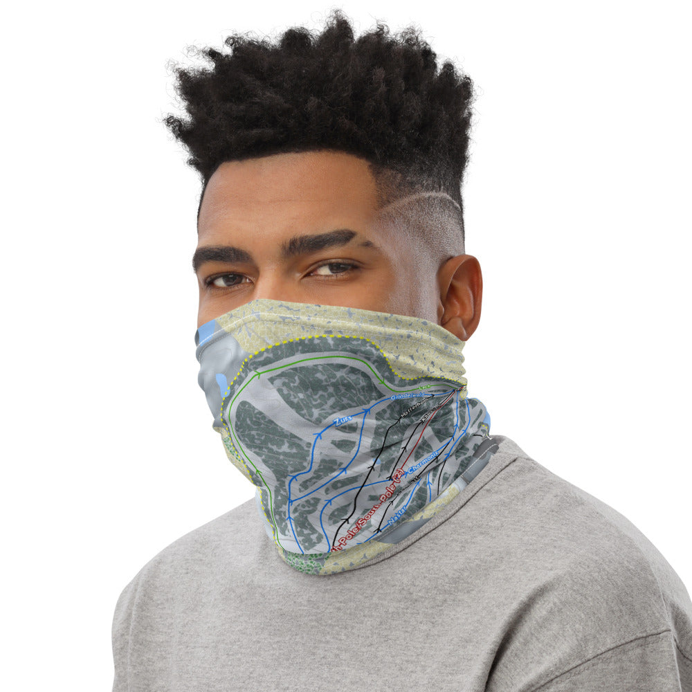 Whitecap Mountains, Wisconsin Ski Trail Map Printed Neck Gaiter - Powderaddicts