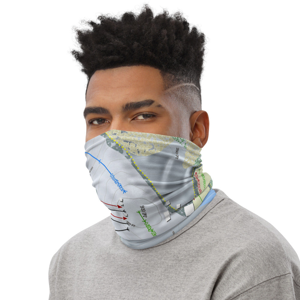 Ski Snowstar, Illinois Ski Trail Map Printed Neck Gaiter - Powderaddicts