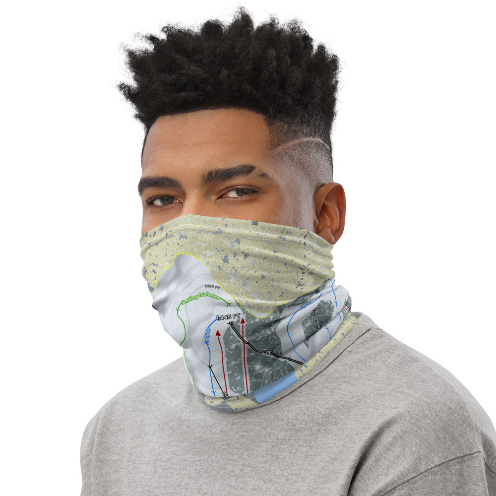 Caberfae Peaks, Michigan Ski Trail Map Printed Neck Gaiter - Powderaddicts
