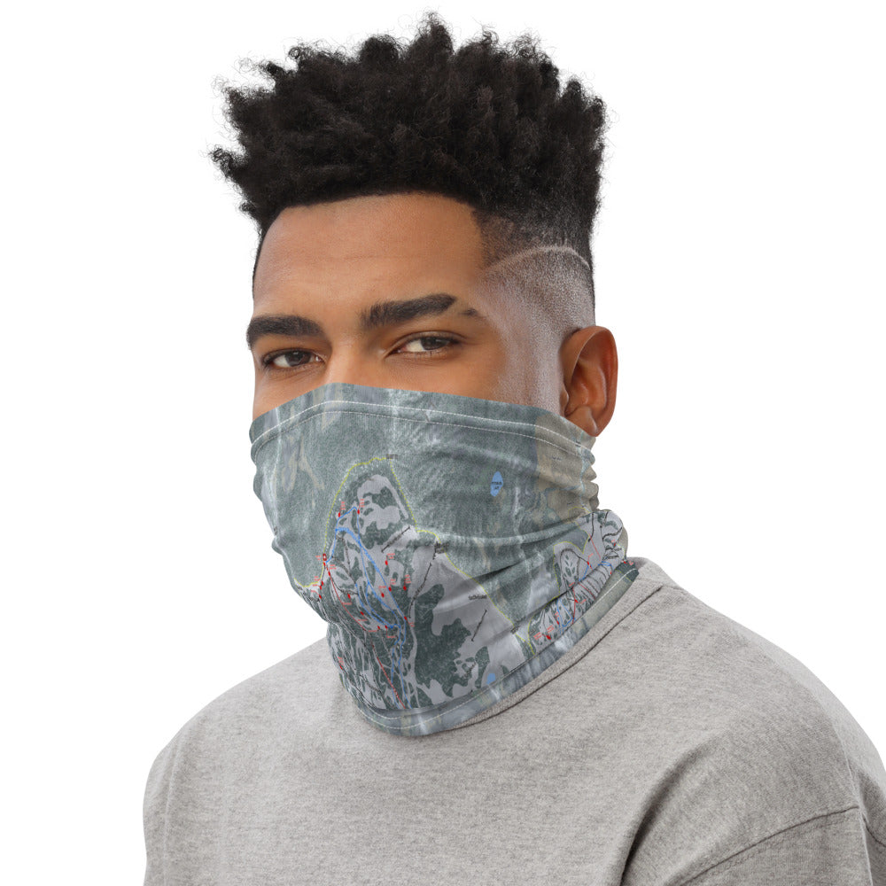 The Cottonwoods, Utah Ski Trail Map Printed Neck Gaiter - Powderaddicts