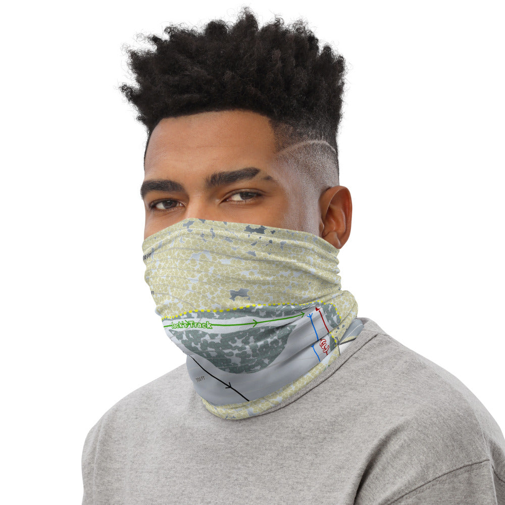 Mulligans Hollow, Michigan Ski Trail Map Printed Neck Gaiter - Powderaddicts