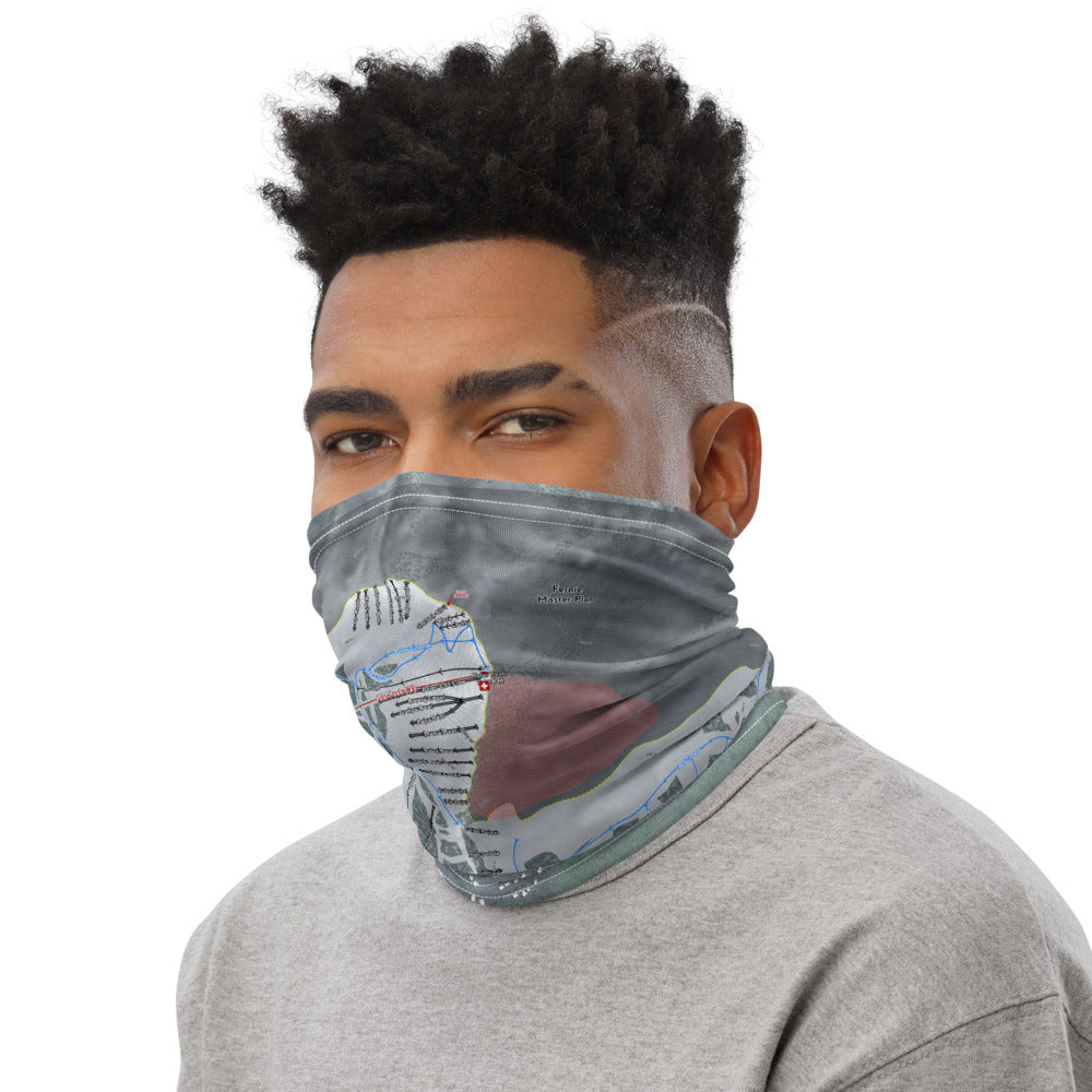Fernie, British Columbia Ski Trail Map Printed Neck Gaiter - Powderaddicts