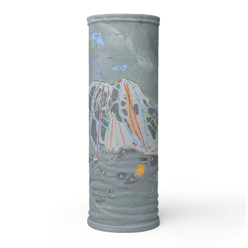 Summit At Snoqualmie, Washington Ski Trail Map Printed Neck Gaiter - Powderaddicts