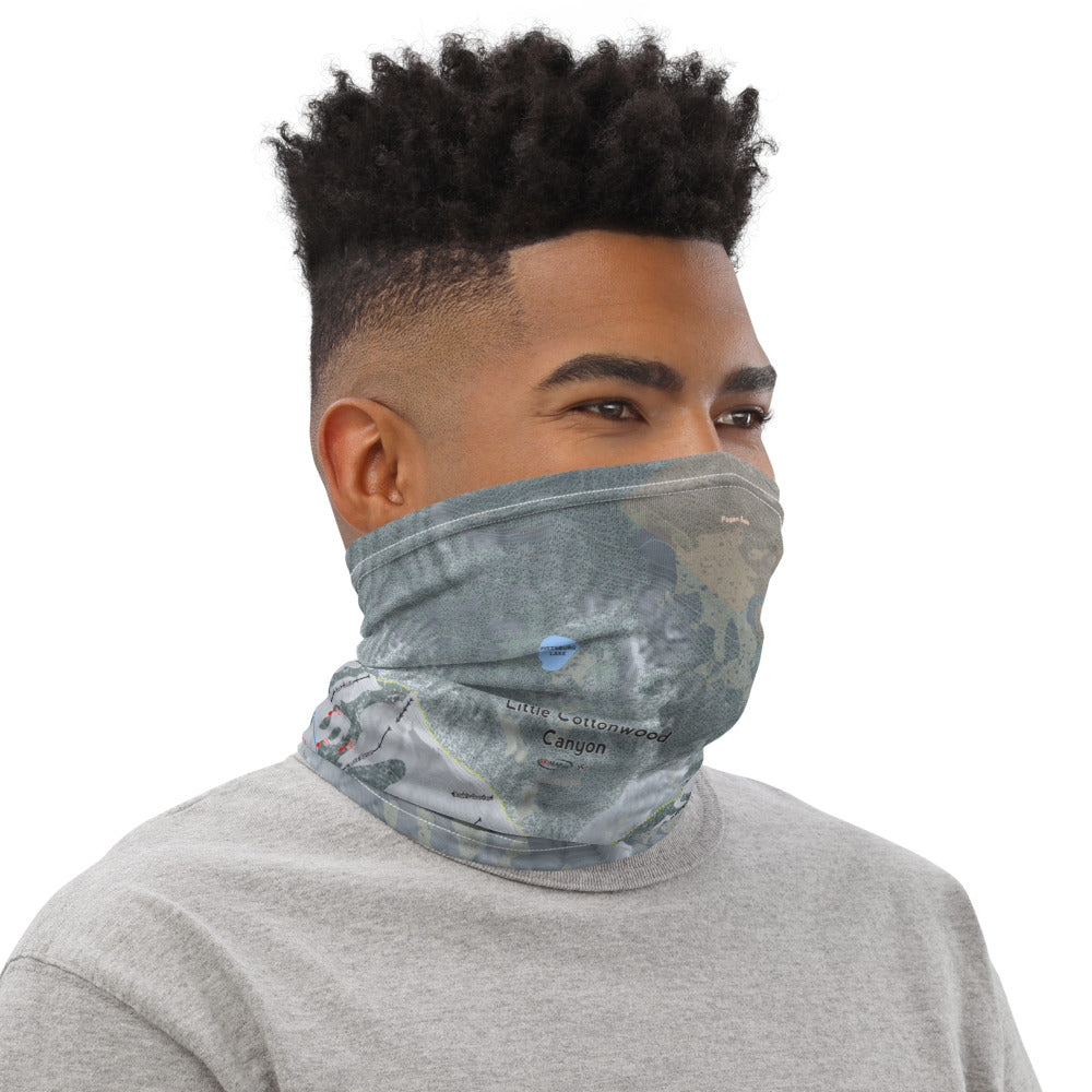 Little Cottonwood Canyons, Utah Ski Trail Map Printed Neck Gaiter - Powderaddicts