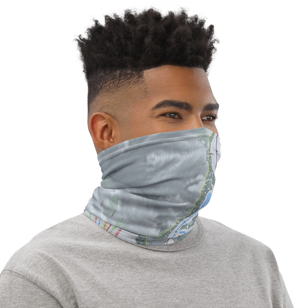 Snow Valley, California Ski Trail Map Printed Neck Gaiter - Powderaddicts