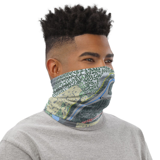 Bruce Mound, Wisconsin Ski Trail Map Printed Neck Gaiter - Powderaddicts