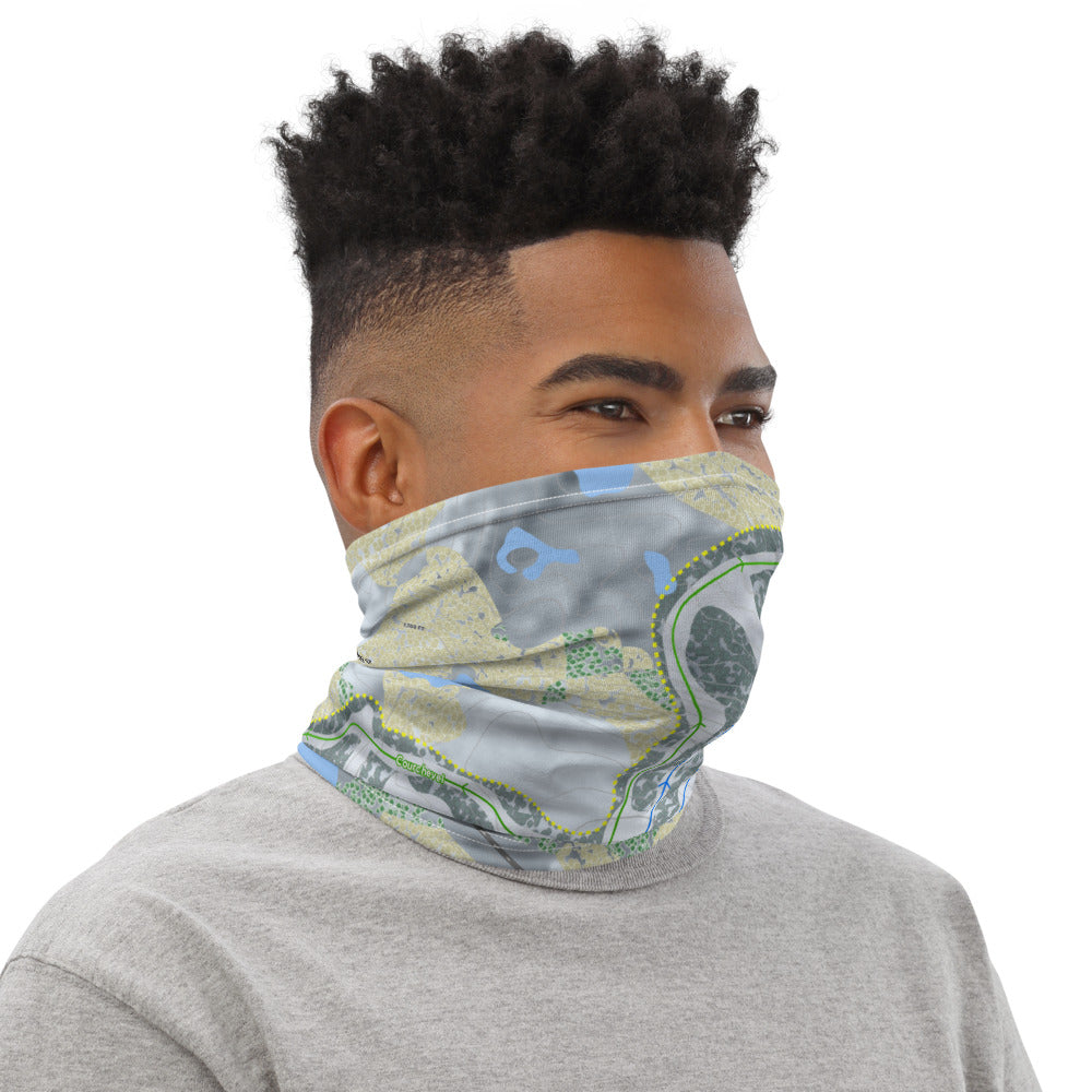 Whitecap Mountains, Wisconsin Ski Trail Map Printed Neck Gaiter - Powderaddicts