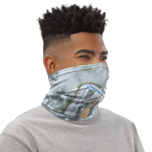 Mount Ski Gull, Minnesota Ski Trail Map Printed Neck Gaiter - Powderaddicts