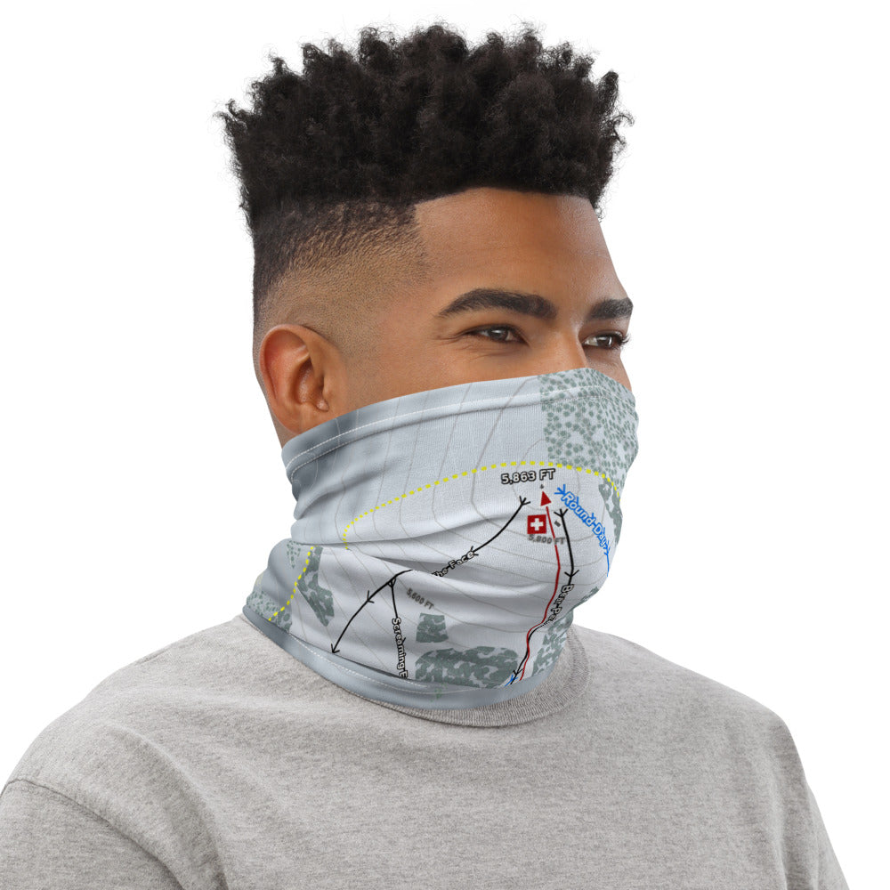Bear Paw, Montana Ski Trail Map Printed Neck Gaiter - Powderaddicts